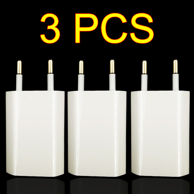 3 Pcs/Lot EU Plug Wall AC USB Charger For Apple iPhone 4 5 5S 6 6S 7 Charger Adapter For Samsung Gal